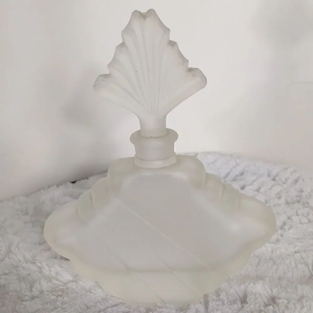 Vtg. Frosted Glass Perfume Bottle